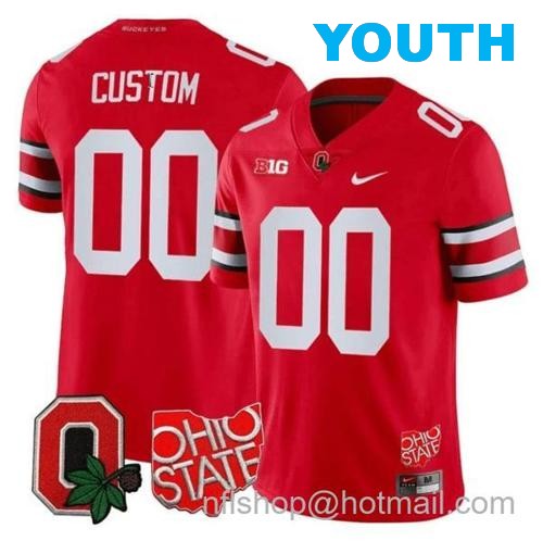 Youth Nike Custom Ohio State Buckeyes Jersey Name and Number College Football Stitched Logo Patch Scarlet