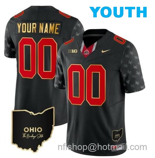 Youth Nike Custom Ohio State Buckeyes Jersey Name and Number College Football Stitched Alternate Black Gold Trim