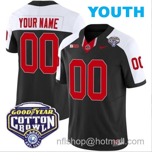 Youth Nike Custom Ohio State Buckeyes Jersey Name and Number Cotton Bowl Patch Vapor Football Black Alternate