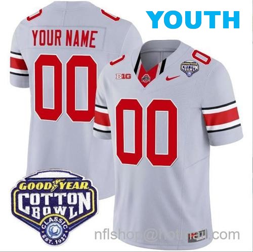 Youth Nike Custom Ohio State Buckeyes Jersey Name and Number Cotton Bowl Patch Vapor Football Gray