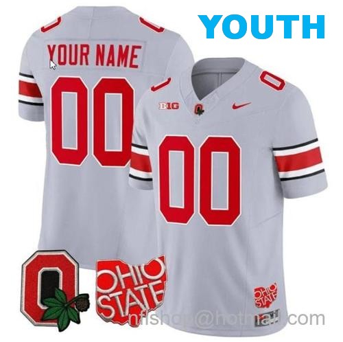 Youth Nike Custom Ohio State Buckeyes Jersey Name and Number College Football Stitched Logo Patch Gray