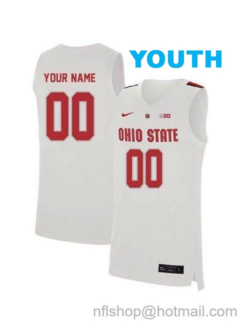 Youth Nike Custom Ohio State Buckeyes Jersey College Basketball Name and Number Elite White