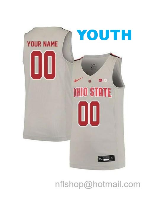 Youth Nike Custom Ohio State Buckeyes Jersey College Basketball Name and Number Elite Gray