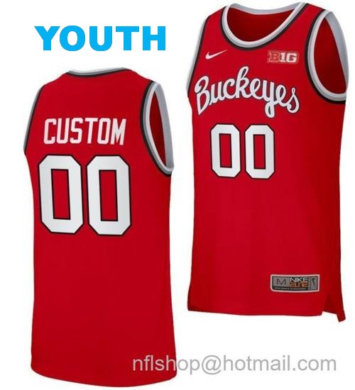 Youth Nike Custom Ohio State Buckeyes Jersey Name and Number College Basketball Red Retro