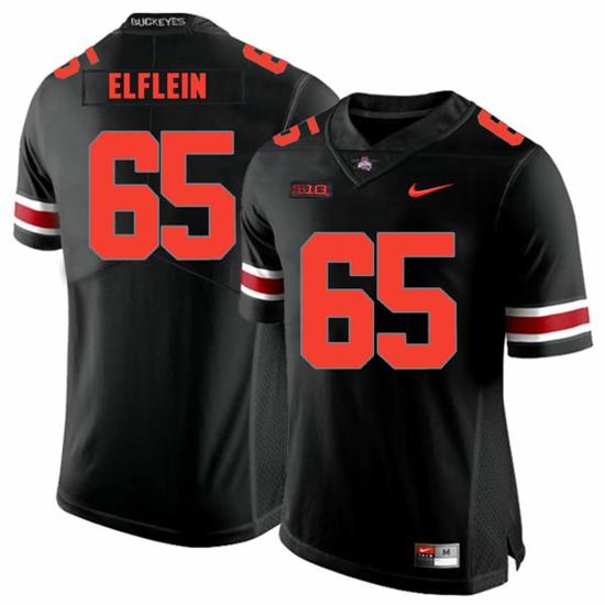 Women's Nike Ohio State Buckeyes #65 Pat Elflein Football Jersey Black Shadow