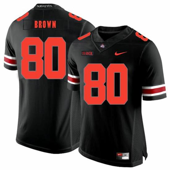 Women's Nike Ohio State Buckeyes #80 Noah Brown Football Jersey Black Shadow