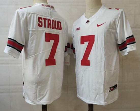 Women's Nike Ohio State Buckeyes #7 Stroud Jersey NCAA Football White