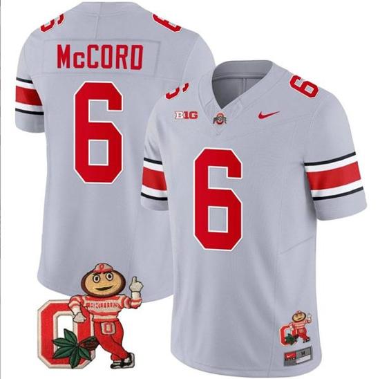 Women's Nike Kyle Mccord Jersey #6 Ohio State Buckeyes Mascot Patch College Football Gray