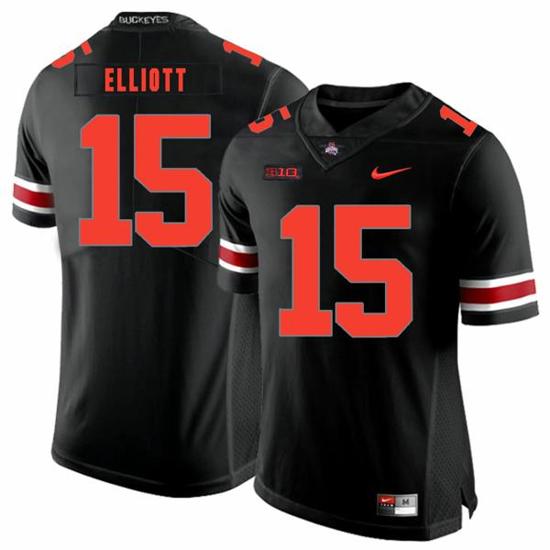 Women's Nike Ohio State Buckeyes #15 Ezekiel Elliott Football Jersey Black Shadow