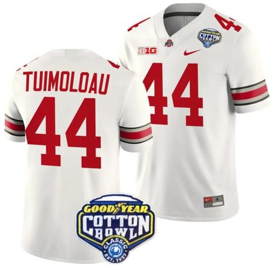 Women's Nike JT Tuimoloau Jersey #44 Ohio State Buckeyes Cotton Bowl Patch 2023 Football White