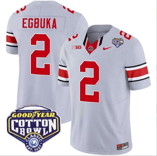 Women's Nike Emeka Egbuka Jersey #2 Ohio State Buckeyes Cotton Bowl Patch Vapor Football Gray