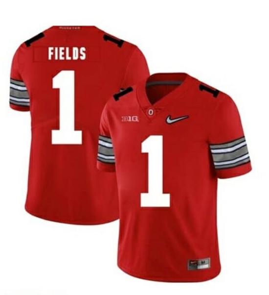 Women's Nike Ohio State Buckeyes #1 Justin Fields College NCAA Football Diamond Jersey Red