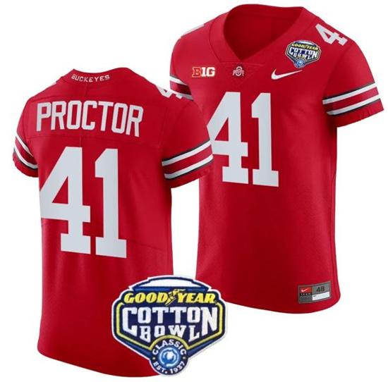 Women's Nike Josh Proctor Jersey #41 Ohio State Buckeyes Cotton Bowl Patch 2023 Football Scarlet