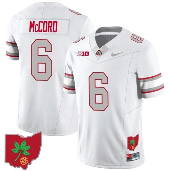 Women's Nike Kyle McCord Jersey #6 Ohio State Buckeyes Football Stitched Ohio Map Patch White