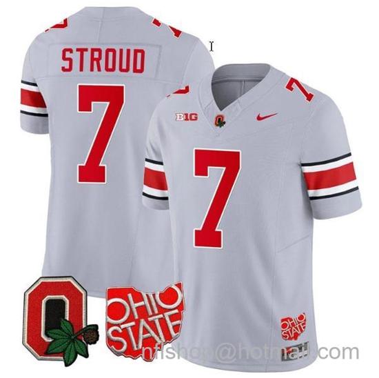 Women's Nike CJ Stroud Jersey #7 Ohio State Buckeyes College Football Stitched Logo Patch Gray