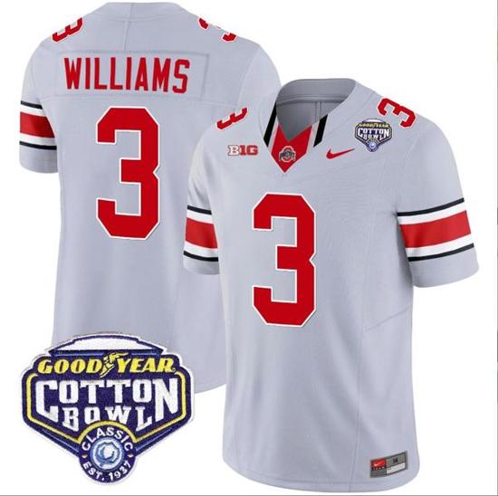 Women's Nike Miyan Williams Jersey #3 Ohio State Buckeyes Cotton Bowl Patch Vapor Football Gray