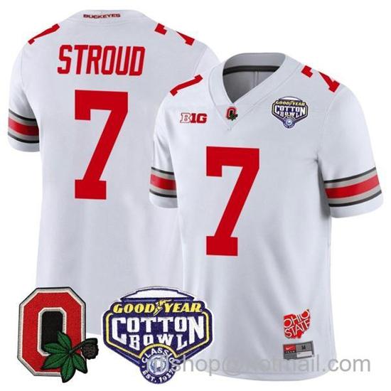 Women's Nike CJ Stroud Jersey #7 Ohio State Buckeyes Good Year Cotton Bowl Patch Football White