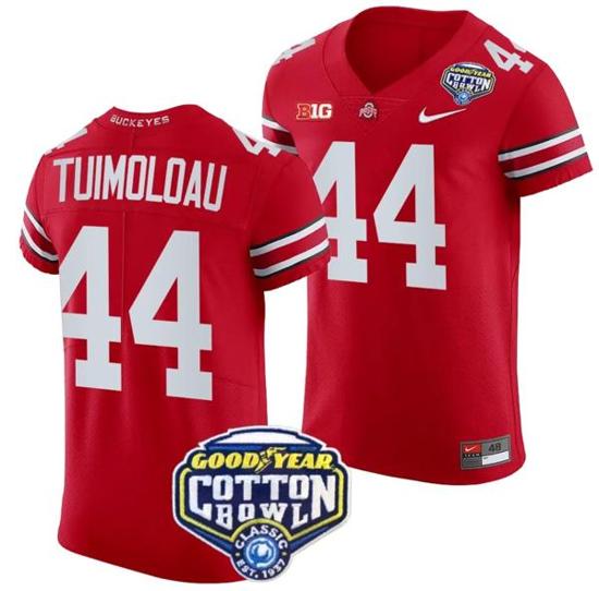 Women's Nike JT Tuimoloau Jersey #44 Ohio State Buckeyes Cotton Bowl Patch 2023 Football Scarlet