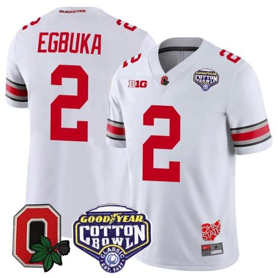 Women's Nike Emeka Egbuka Jersey #2 Ohio State Buckeyes Good Year Cotton Bowl Patch Football White