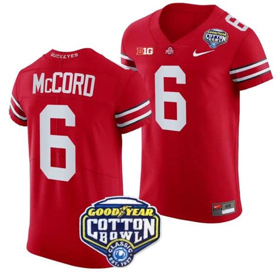 Women's Nike Kyle McCord Jersey #6 Ohio State Buckeyes Cotton Bowl Patch 2023 Football Scarlet