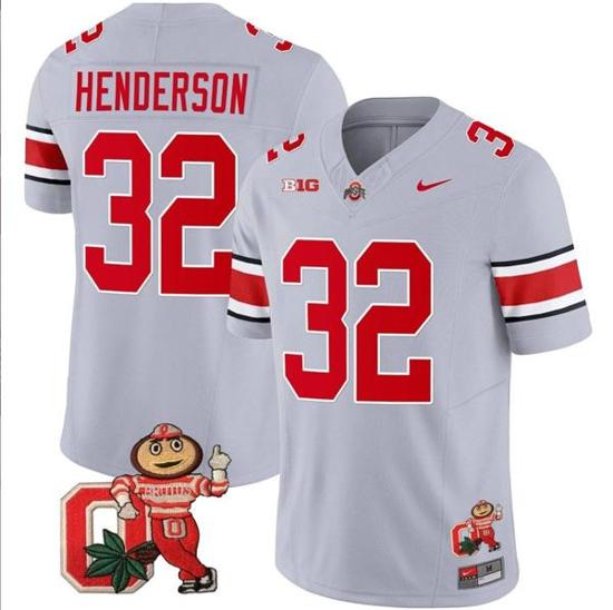 Women's Nike TreVeyon Henderson Jersey #32 Ohio State Buckeyes Mascot Patch College Football Gray