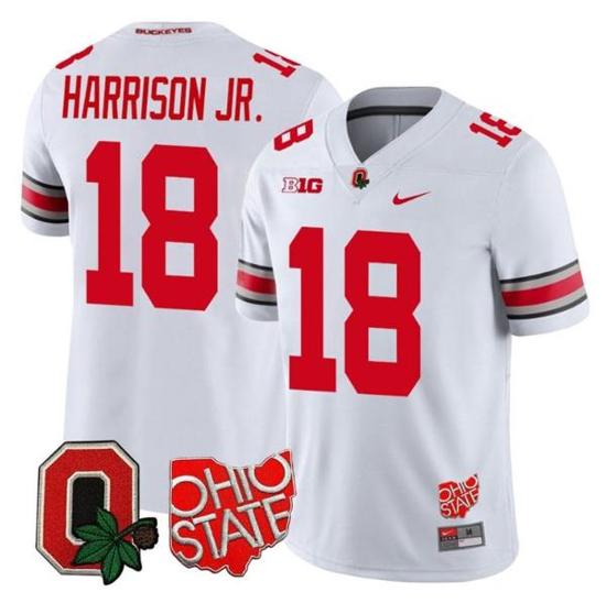 Women's Nike Marvin Harrison Jr Jersey #18 Ohio State Buckeyes College Football Stitched White