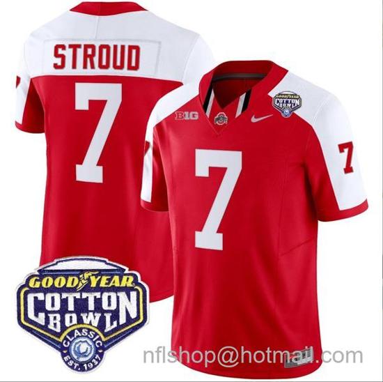 Women's Nike CJ Stroud Jersey #7 Ohio State Buckeyes Cotton Bowl Patch Vapor Football Red Alternate