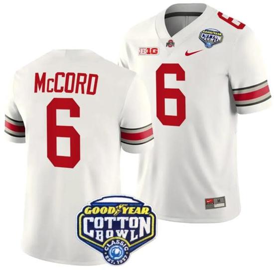 Women's Nike Kyle McCord Jersey #6 Ohio State Buckeyes Cotton Bowl Patch 2023 Football White