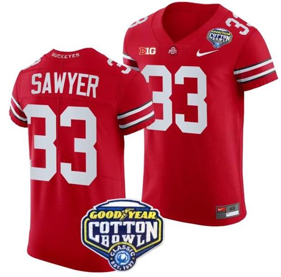 Women's Nike Jack Sawyer Jersey #33 Ohio State Buckeyes Cotton Bowl Patch 2023 Football Scarlet