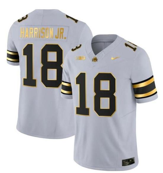 Women's Nike Ohio State Buckeyes Marvin Harrison Jr Jersey #18 College Football Stitched Gray Gold