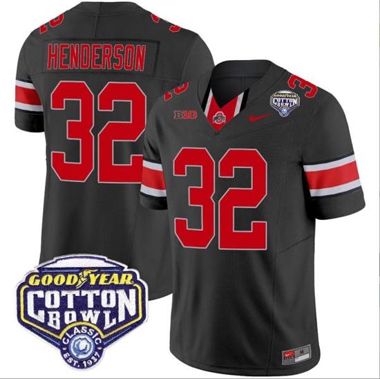 Women's Nike TreVeyon Henderson Jersey #32 Ohio State Buckeyes Cotton Bowl Patch Vapor Football Black