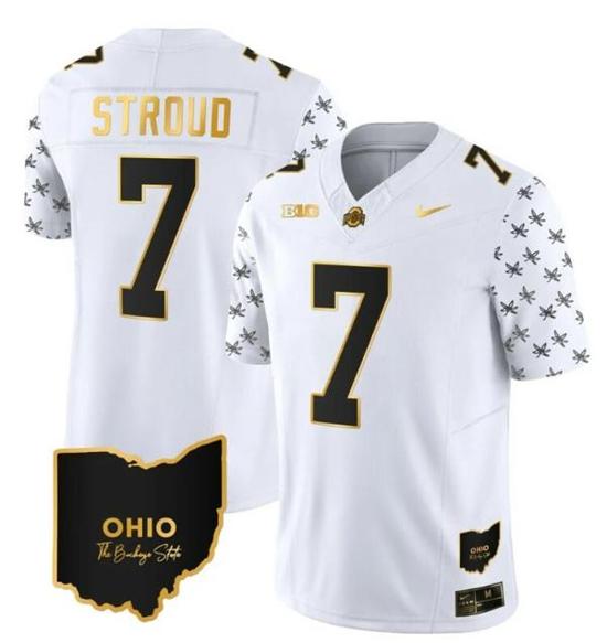 Women's Nike Ohio State Buckeyes CJ Stroud Jersey #7 College Football Stitched Alternate White Gold