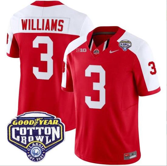 Women's Nike Miyan Williams Jersey #3 Ohio State Buckeyes Cotton Bowl Patch Vapor Football Red Alternate