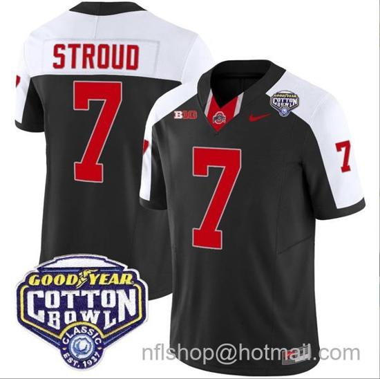 Women's Nike CJ Stroud Jersey #7 Ohio State Buckeyes Cotton Bowl Patch Vapor Football Black Alternate