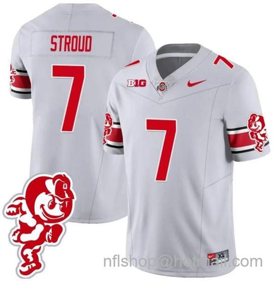 Women's Nike CJ Stroud Jersey #7 Ohio State Buckeyes Football 2023 Stitched Brutus Buckeye Patch Gray