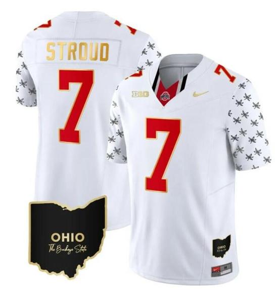 Women's Nike Ohio State Buckeyes CJ Stroud Jersey #7 College Football Stitched Alternate White Gold Trim