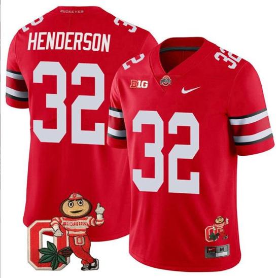 Women's Nike TreVeyon Henderson Jersey #32 Ohio State Buckeyes Mascot Patch College Football Scarlet