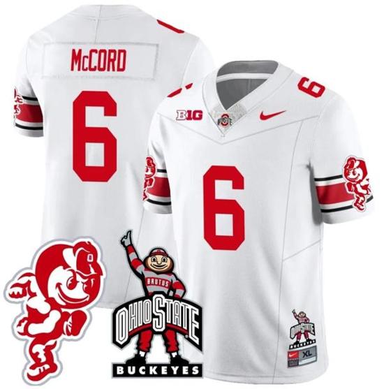 Women's Nike Kyle McCord Jersey #6 Ohio State Buckeyes Football Stitched Brutus Buckeye Patch White