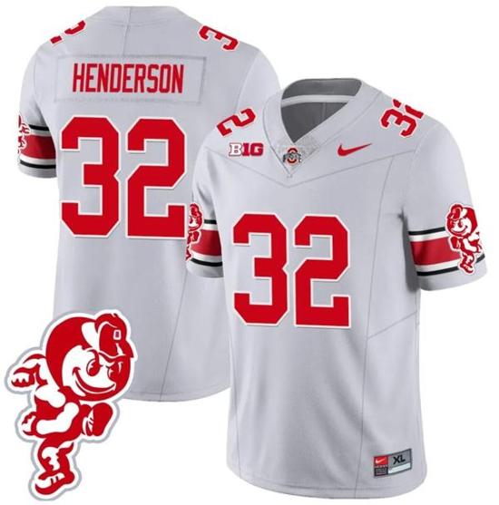 Women's Nike TreVeyon Henderson Jersey #32 Ohio State Buckeyes Football 2023 Stitched Brutus Buckeye Patch Gray