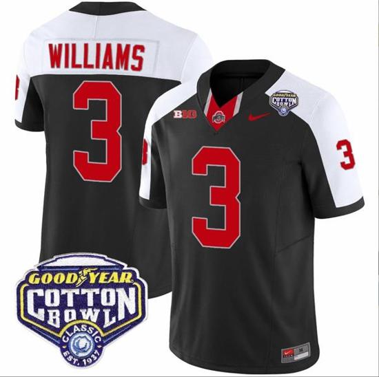 Women's Nike Miyan Williams Jersey #3 Ohio State Buckeyes Cotton Bowl Patch Vapor Football Black Alternate