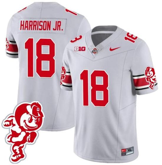 Women's Nike Marvin Harrison Jr Jersey #18 Ohio State Buckeyes Football 2023 Stitched Brutus Buckeye Patch Gray