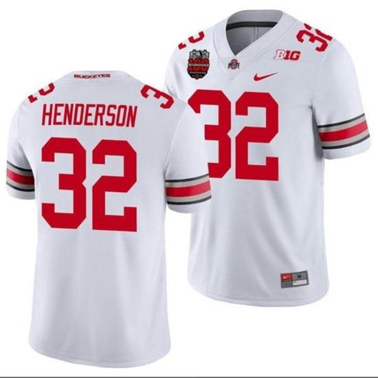 Women's Nike TreVeyon Henderson Jersey #32 Ohio State Buckeyes Ohio Stadium Patch College Football White