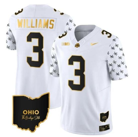 Women's Nike Ohio State Buckeyes Miyan Williams Jersey #3 College Football Stitched Alternate White Gold