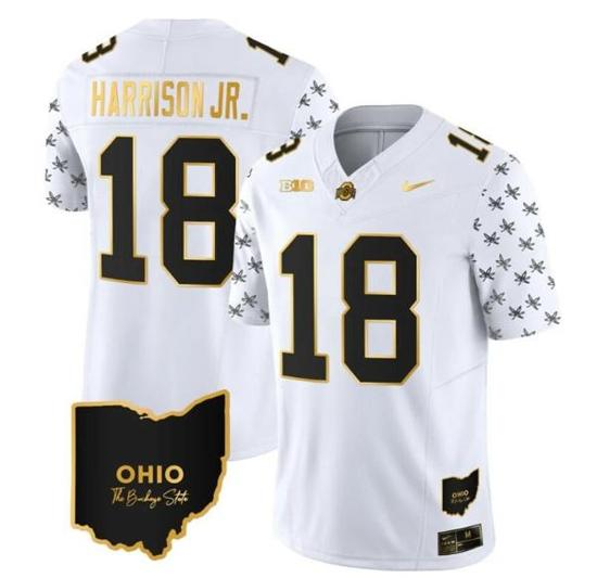 Women's Nike Ohio State Buckeyes Marvin Harrison Jr Jersey #18 College Football Stitched Alternate White Gold