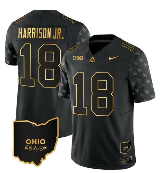 Women's Nike Ohio State Buckeyes Marvin Harrison Jr Jersey #18 College Football Stitched Alternate Black Gold