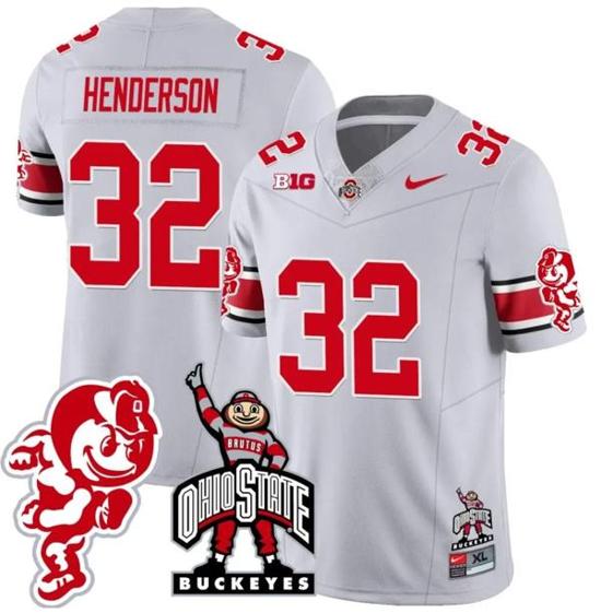 Women's Nike TreVeyon Henderson Jersey #32 Ohio State Buckeyes Football Stitched Brutus Buckeye Patch Gray