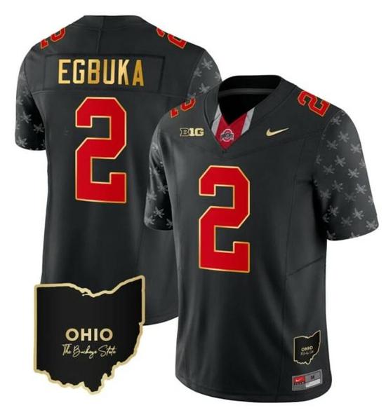 Women's Nike Ohio State Buckeyes Emeka Egbuka Jersey #2 College Football Stitched Alternate Black Gold Trim