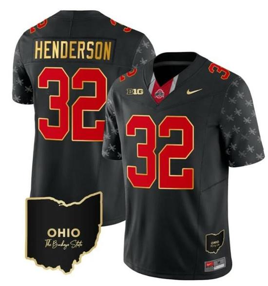 Women's Nike Ohio State Buckeyes Treveyon Henderson Jersey #32 College Football Stitched Alternate Black Gold Trim