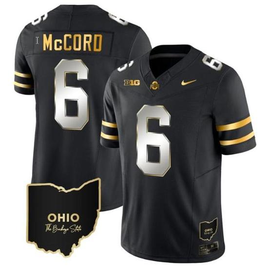 Women's Nike Kyle Mccord Jersey #6 Ohio State Buckeyes College Football Stitched Vapor Limited Gold Ohio Patch Black Limited