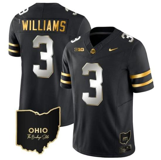 Women's Nike Miyan Williams Jersey #3 Ohio State Buckeyes College Football Stitched Vapor Limited Gold Ohio Patch Black Limited